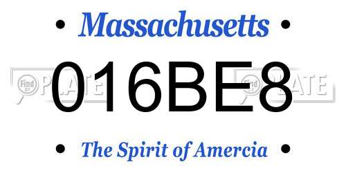 016BE8 Massachusetts License Plate