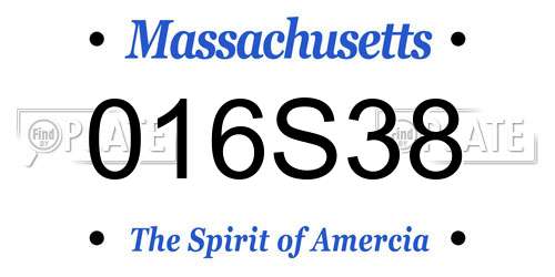 016S38 Massachusetts License Plate