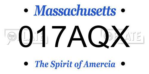 017AQX Massachusetts License Plate