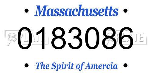 0183086 Massachusetts License Plate