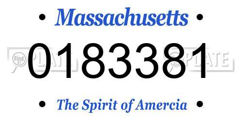 0183381 Massachusetts License Plate