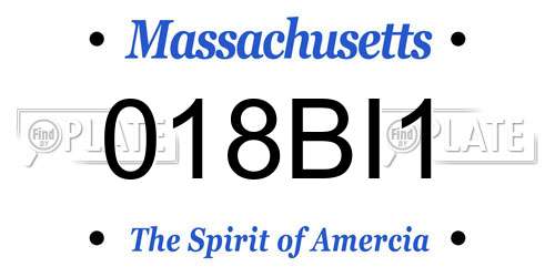 018BI1 Massachusetts License Plate