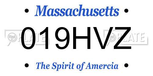 019HVZ Massachusetts License Plate