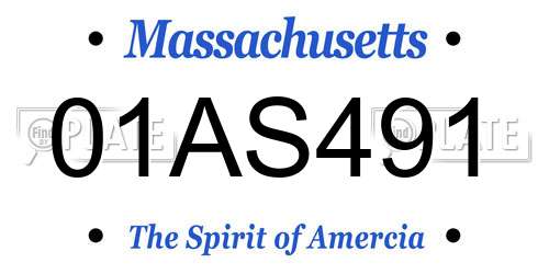 01AS491 Massachusetts License Plate