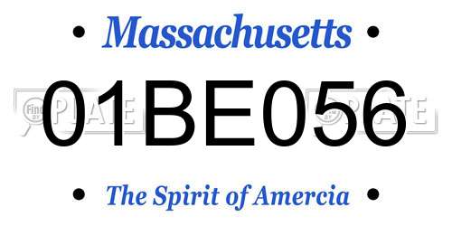 01BE056 Massachusetts License Plate