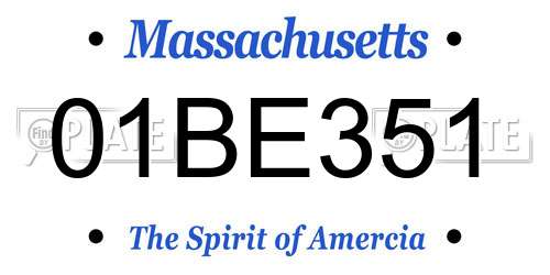 01BE351 Massachusetts License Plate
