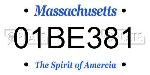01BE381 Massachusetts License Plate