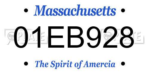 01EB928 Massachusetts License Plate