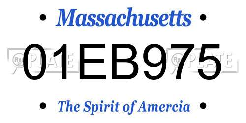 01EB975 Massachusetts License Plate