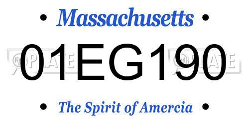 01EG190 Massachusetts License Plate