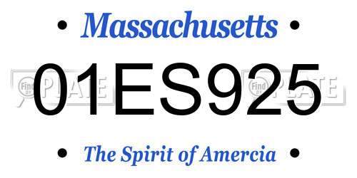01ES925 Massachusetts License Plate