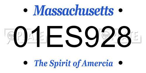 01ES928 Massachusetts License Plate