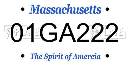 01GA222 Massachusetts License Plate