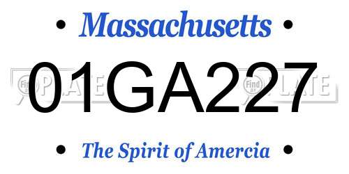 01GA227 Massachusetts License Plate