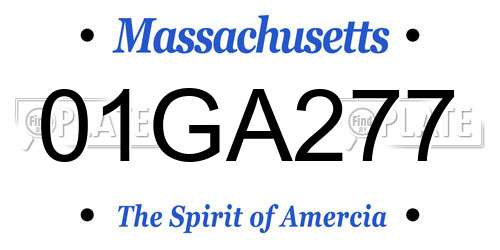 01GA277 Massachusetts License Plate