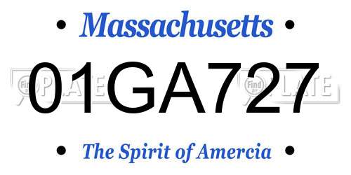 01GA727 Massachusetts License Plate