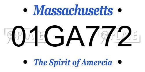 01GA772 Massachusetts License Plate