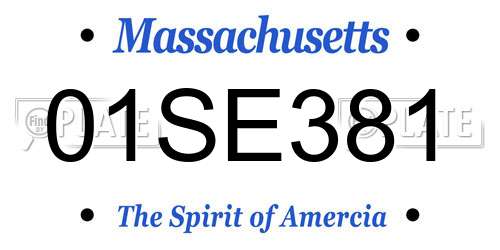 01SE381 Massachusetts License Plate
