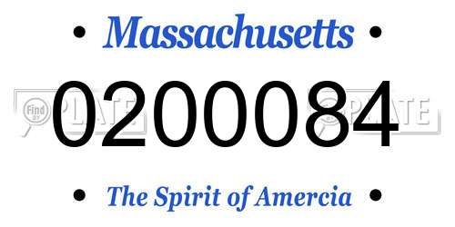 0200084 Massachusetts License Plate