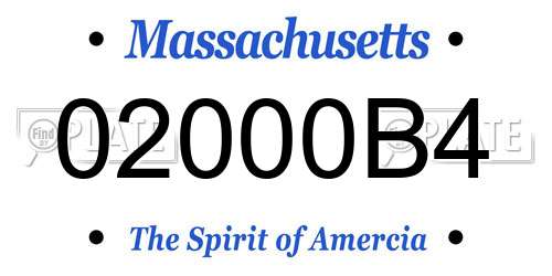 02000B4 Massachusetts License Plate