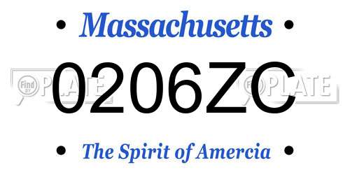 0206ZC Massachusetts License Plate