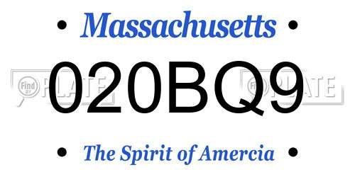 020BQ9 Massachusetts License Plate