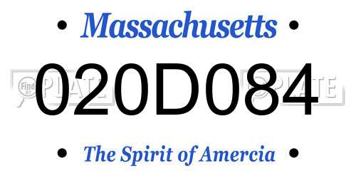 020D084 Massachusetts License Plate