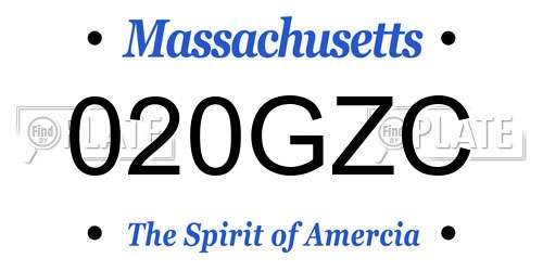 020GZC Massachusetts License Plate