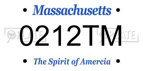 0212TM Massachusetts License Plate