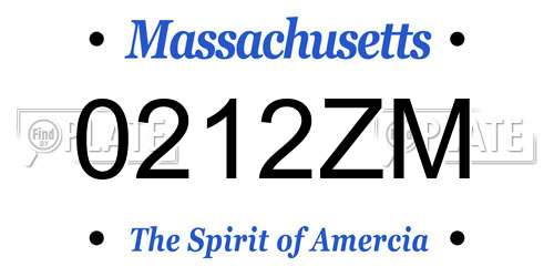 0212ZM Massachusetts License Plate