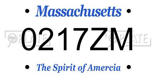 0217ZM Massachusetts License Plate