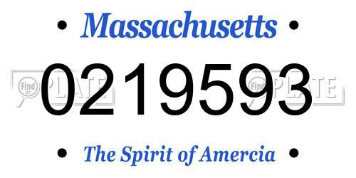 0219593 Massachusetts License Plate