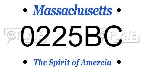 0225BC Massachusetts License Plate