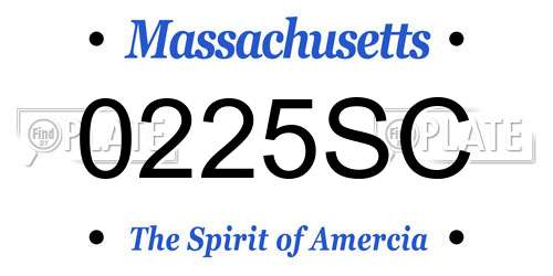 0225SC Massachusetts License Plate