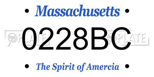 0228BC Massachusetts License Plate