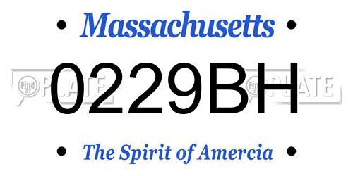 0229BH Massachusetts License Plate