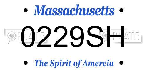 0229SH Massachusetts License Plate