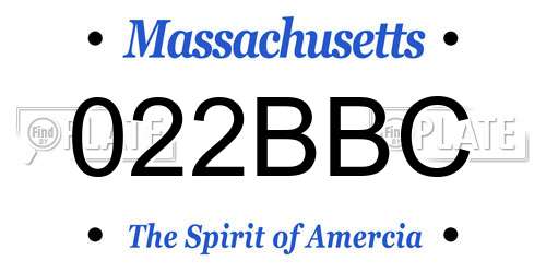 022BBC Massachusetts License Plate