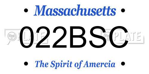 022BSC Massachusetts License Plate