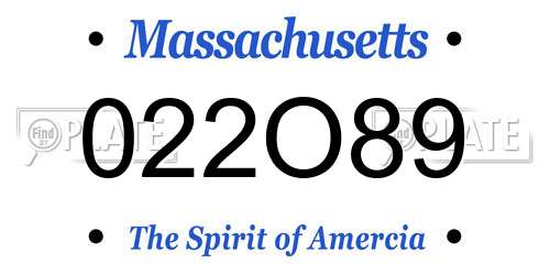 022O89 Massachusetts License Plate