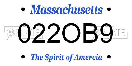 022OB9 Massachusetts License Plate