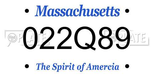 022Q89 Massachusetts License Plate