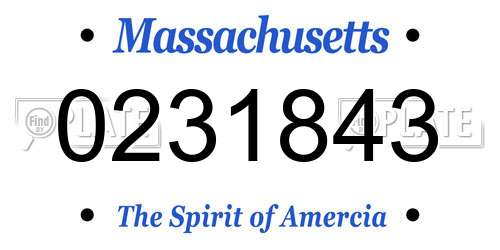 0231843 Massachusetts License Plate