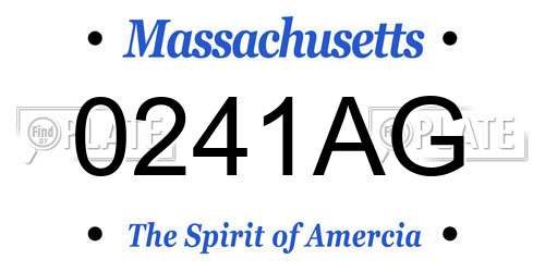 0241AG Massachusetts License Plate