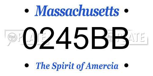 0245BB Massachusetts License Plate