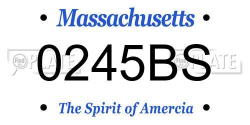 0245BS Massachusetts License Plate