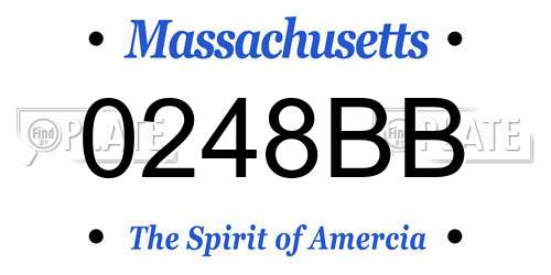 0248BB Massachusetts License Plate
