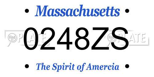 0248ZS Massachusetts License Plate