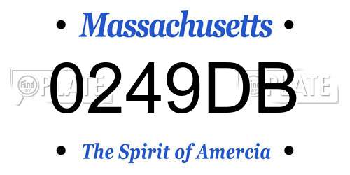 0249DB Massachusetts License Plate