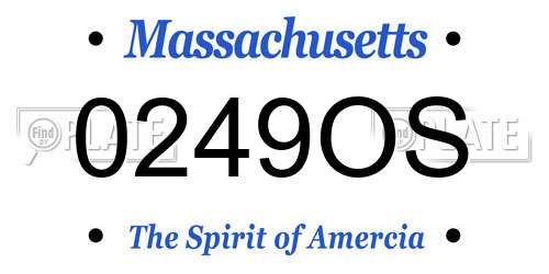0249OS Massachusetts License Plate